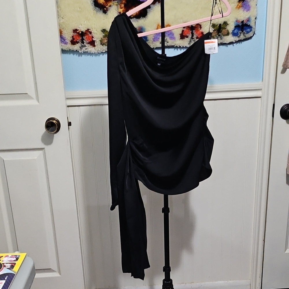Chic One Shoulder Black Bardot Top